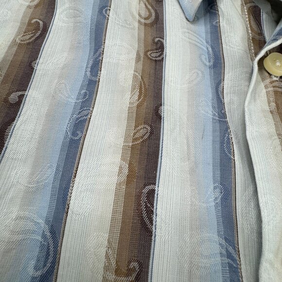 Alan Flusser Men's Shirt Size Medium Long Sleeve Button Front Paisley and stripe - Picture 5 of 7